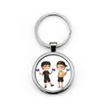 Nathan and Caleb - Round Stainless Steel Keychain