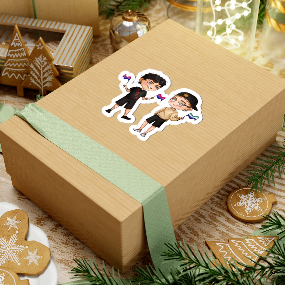 Nathan and Caleb Kiss-Cut Sticker